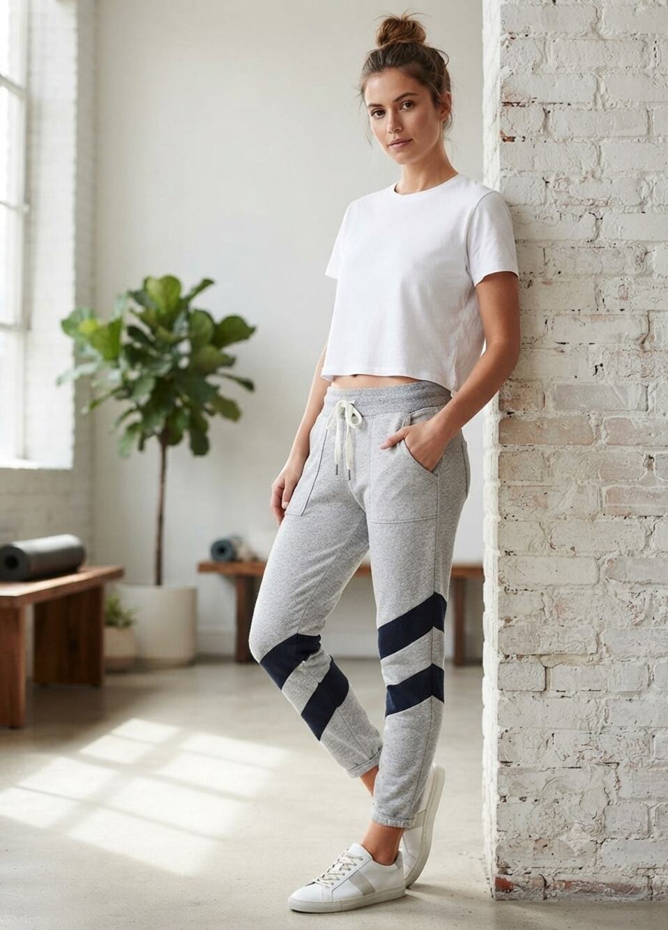n:PHILANTHROPY Grey French Terry Contrast Stripe Jogger Sweatpants Size Small